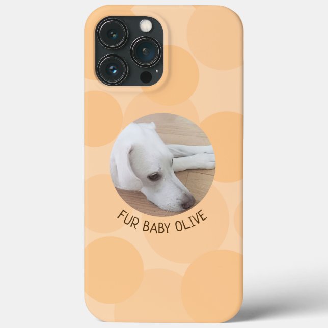 Cute Peach Bubbles Design Round Dog Photo Case-Mate iPhone Case (Back)