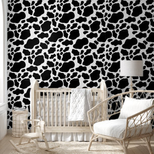 Cute peach cow spots unisex nursery wallpaper