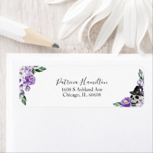 Cute Peach Floral Halloween Bridal Shower Label