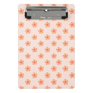 Cute Peach Flower Pattern Minimal Floral Aesthetic Mini Clipboard