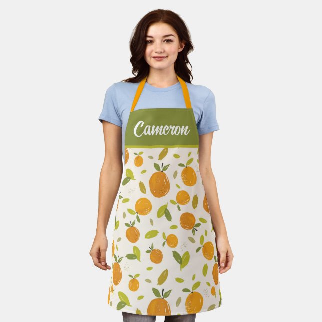 Cute Peach Fruit Pattern Apron (Worn)