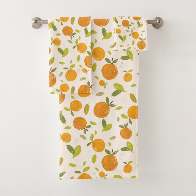 Cute Peach Fruit Pattern Bath Towel Set (Insitu)