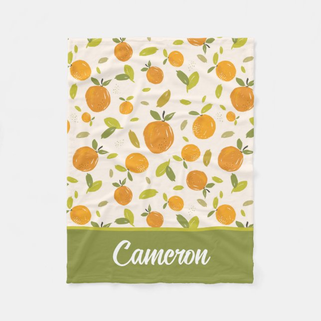 Cute Peach Fruit Pattern Fleece Blanket (Front)