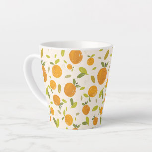 Cute Peach Fruit Pattern Latte Mug