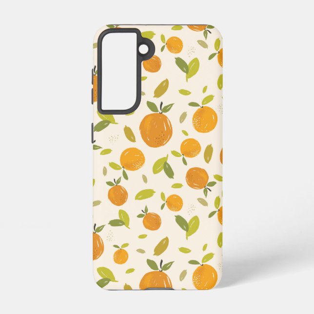 Cute Peach Fruit Pattern Samsung Galaxy S21 Case (Back)