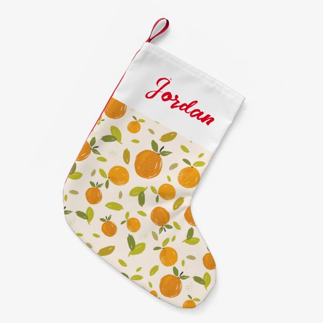 Cute Peach Fruit Pattern Small Christmas Stocking (Front (Hanging))