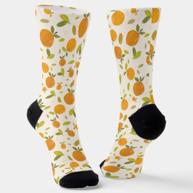 Cute Peach Fruit Pattern Socks (Angled)