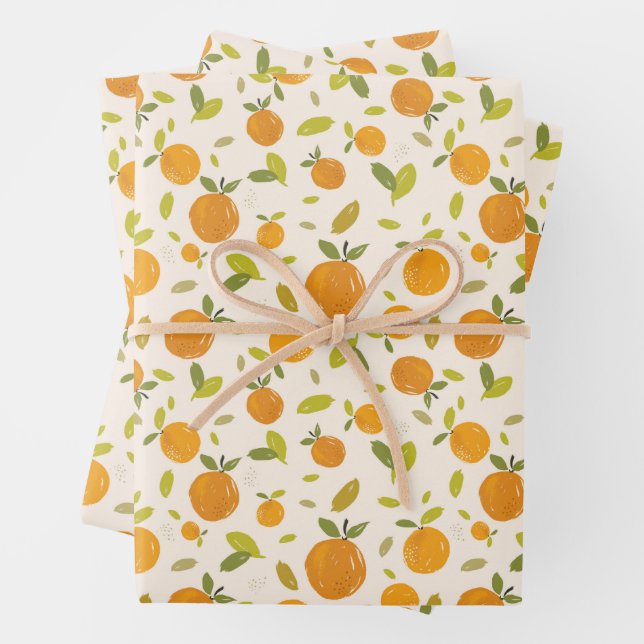 Cute Peach Fruit Pattern Wrapping Paper Sheet (In situ)