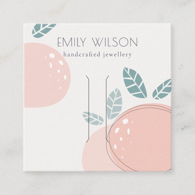 Cute Peach Fruity Abstract Bold Hair Clip Display Square Business Card (Front)