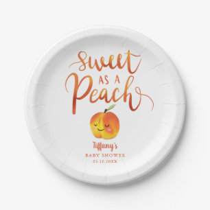 Cute Peach Girl Spring Baby Shower Paper Plate