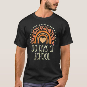 Cute Peach Leopard Rainbow 100 Days School 100th D T-Shirt