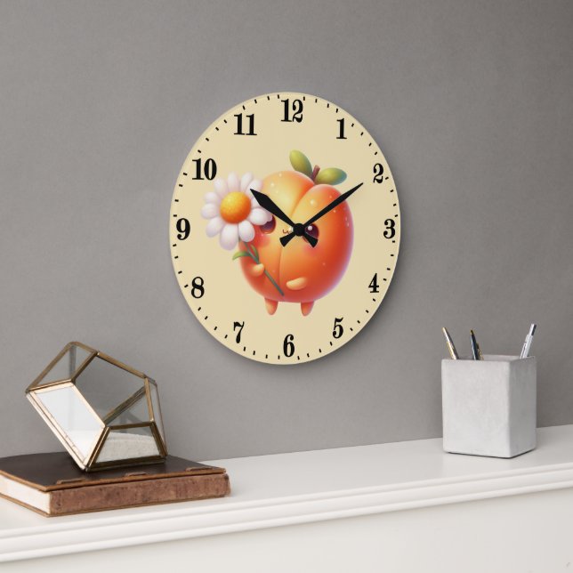 Cute peach lovers kitchen large clock (Office)
