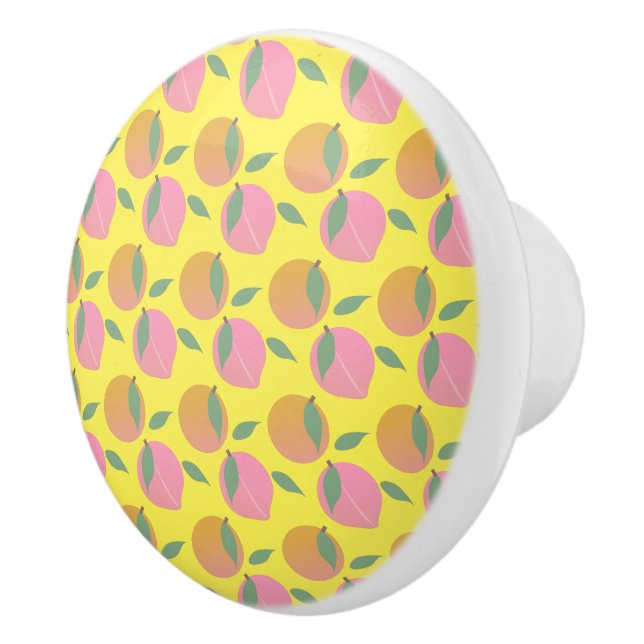 Cute Peach Orange Fruit Pattern Pink Ceramic Knob (Right)