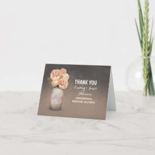 Cute peach painted mason jar thank you cards