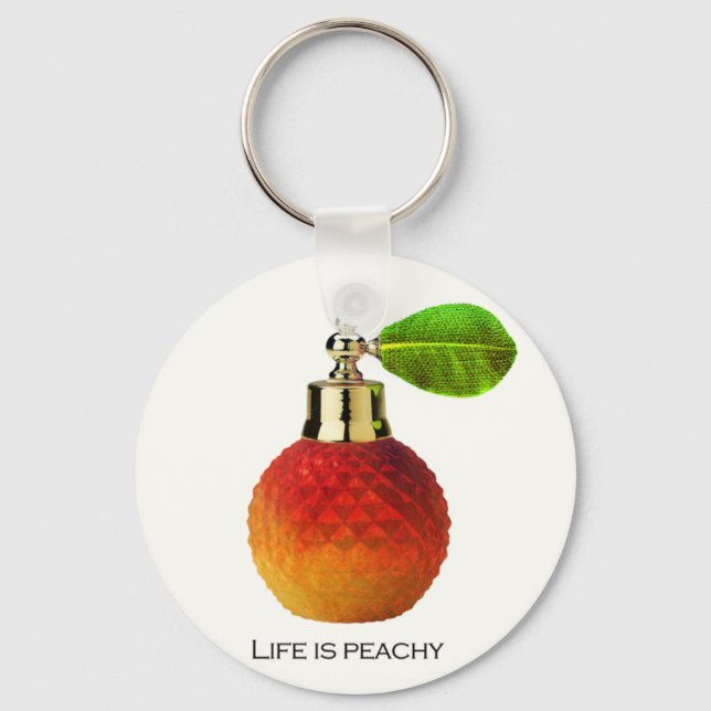 Cute Peach Pefrume "Life is Peachy" Keychain (Front)