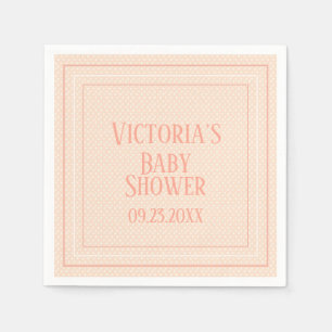Cute Peach White Modern Typography Baby Shower Napkin