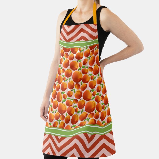 Cute Peaches Polka Dot & Chevron Orange Apron (Insitu)