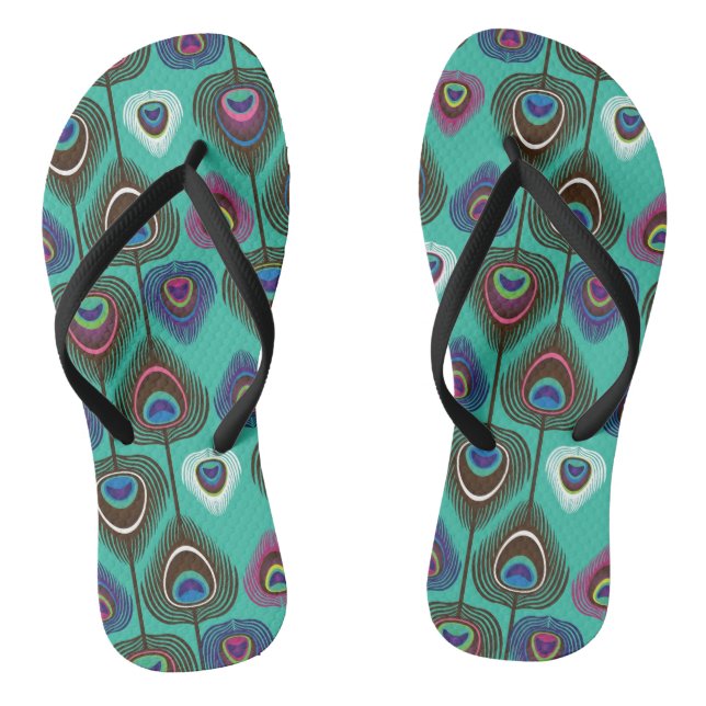 cute peacock feather pattern flip flops (Footbed)