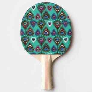 cute peacock feather pattern ping pong paddle