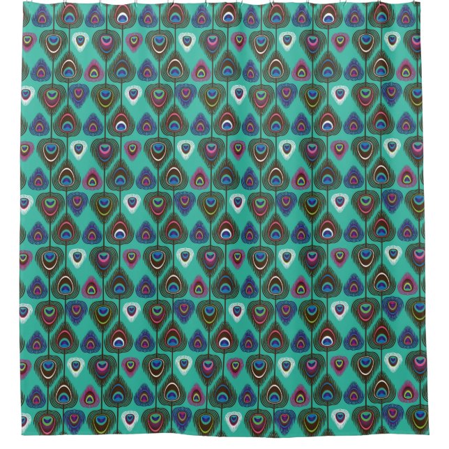 cute peacock feather pattern shower curtain (Front)