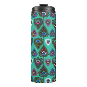cute peacock feather pattern thermal tumbler