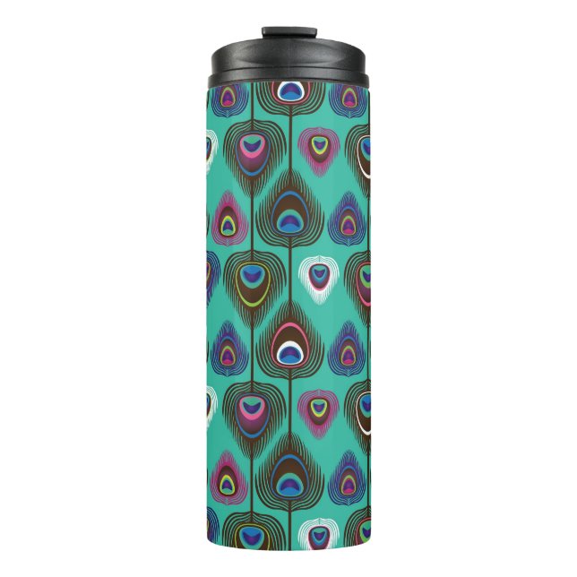 cute peacock feather pattern thermal tumbler (Front)