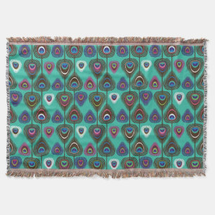 cute peacock feather pattern throw blanket
