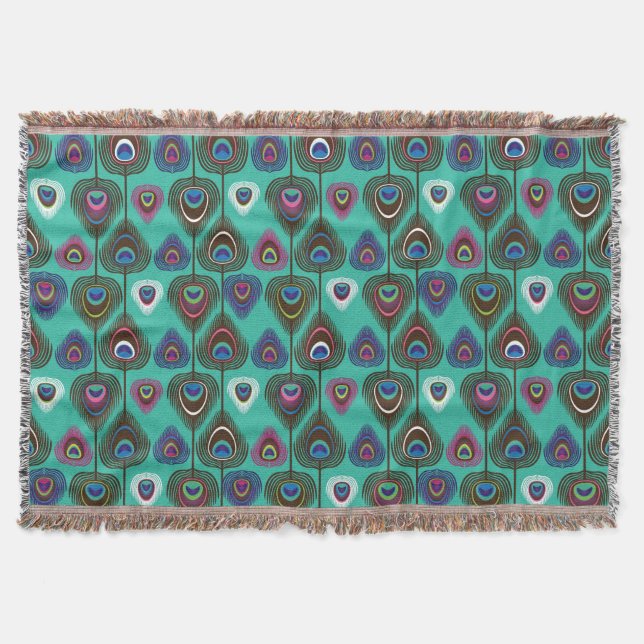 cute peacock feather pattern throw blanket (Front)