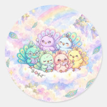 Cute Peacock Friends Rainbow Cloud Sticker
