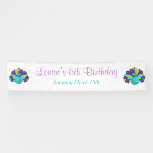 Cute Peacock Green and Purple Banner