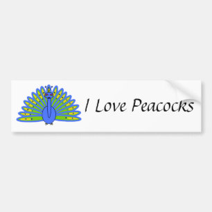 Cute Peacock in Blue and Green Bumper Sticker