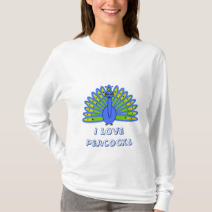Cute Peacock in Blue and Green T-Shirt