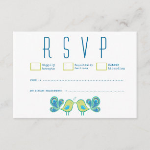 Cute Peacock Love Birds Wedding RSVP Cards