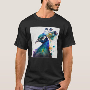 Cute Peacock Paint Splatter Colourful Gorgeous Uni T-Shirt