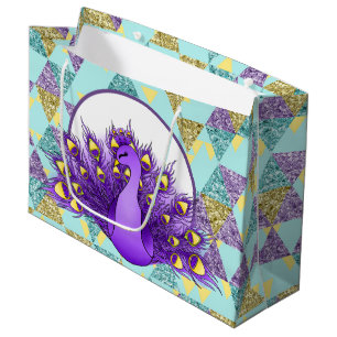 Cute peacock party large gift bag