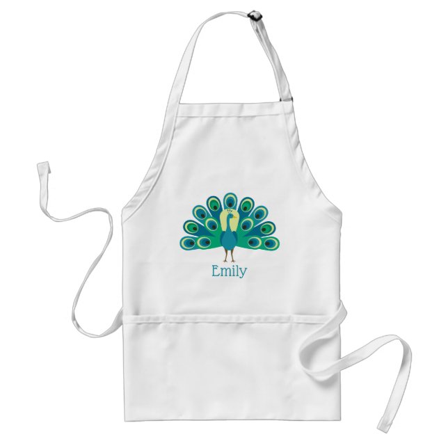 Cute Peacock Personalised Apron (Front)