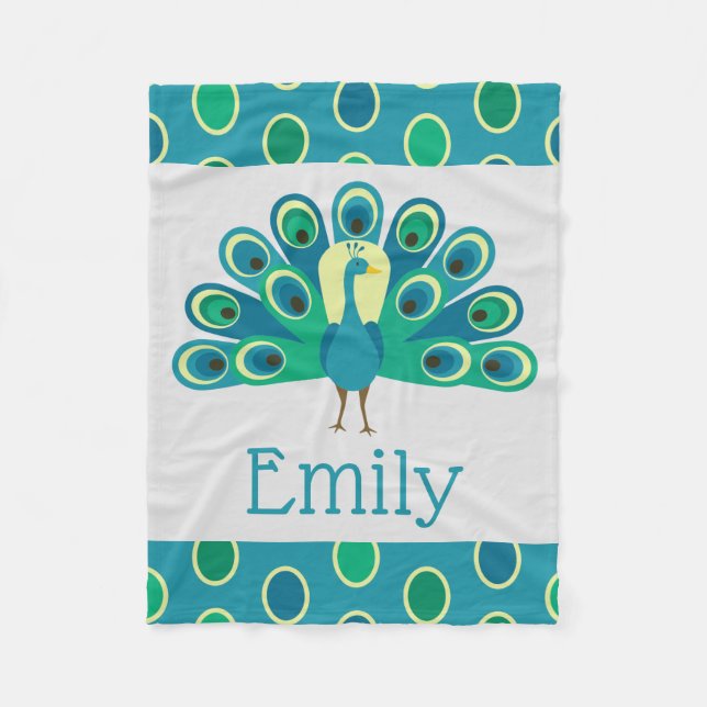Cute Peacock Personalised Blanket (Front)