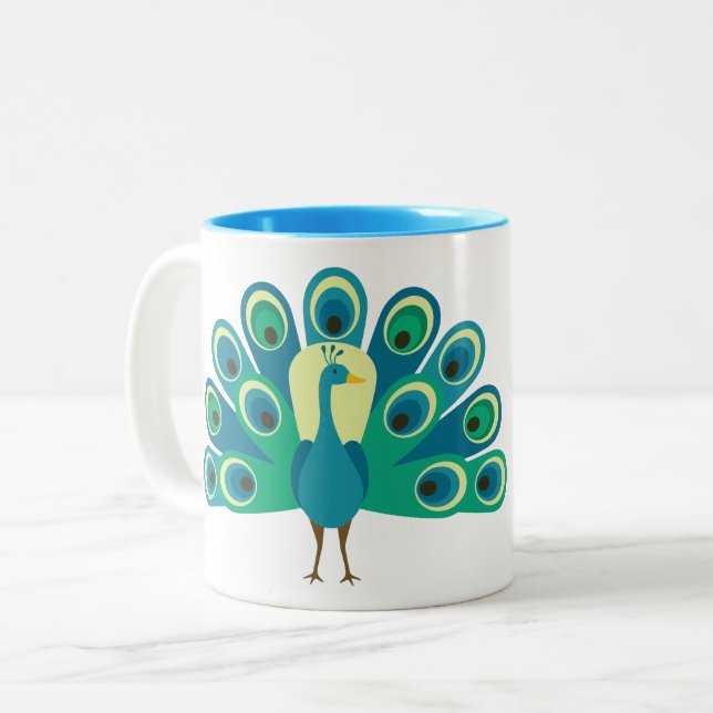 Cute Peacock Personalised Mug (Front Left)