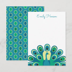 Cute Peacock Personalised Note Cards