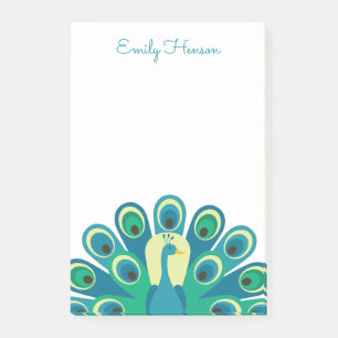 Cute Peacock Personalised Post-it Notepad