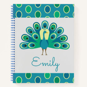 Cute Peacock Personalised Spiral Notebook