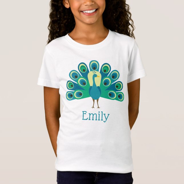 Cute Peacock Personalised T-shirt (Front)