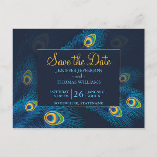 Cute Peacock save the date postcard