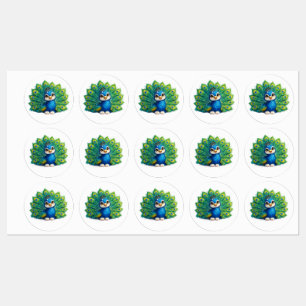 Cute Peacock with Big Eyes Kawaii Bird Design