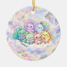 Cute Peacocks Rainbow Ornament