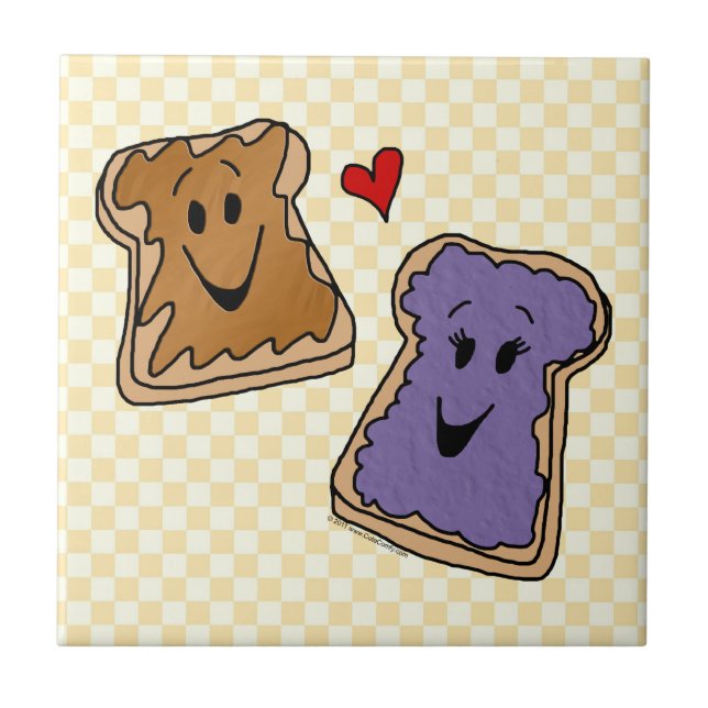 Cute Peanut Butter and Jelly Best Friends Tile (Front)