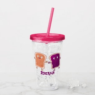 Cute peanut butter and jelly sandwich cartoon acrylic tumbler