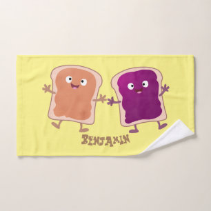 Cute peanut butter and jelly sandwich cartoon bath towel set