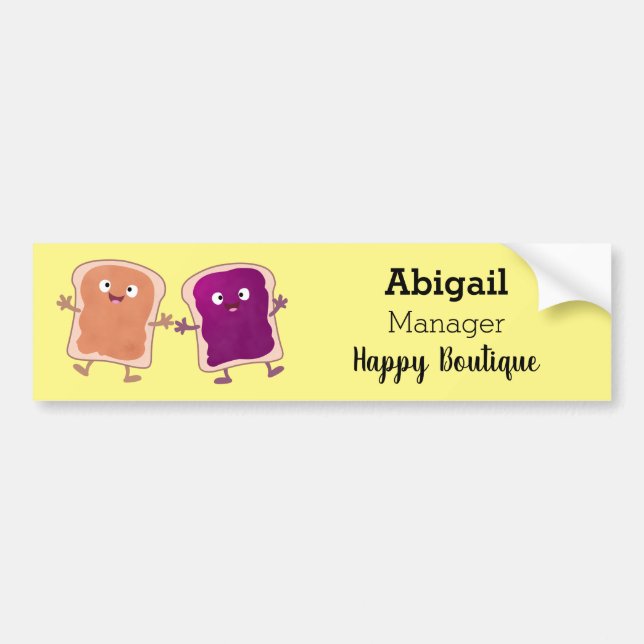 Cute peanut butter and jelly sandwich cartoon bumper sticker (Front)