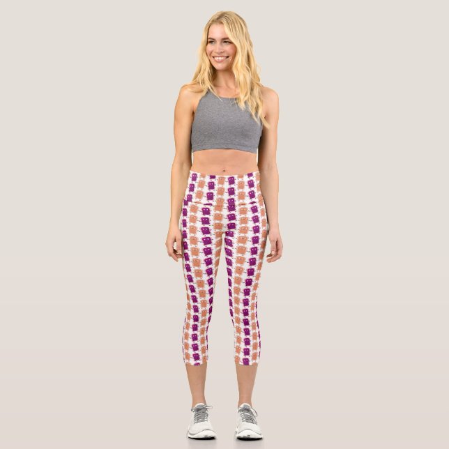 Cute peanut butter and jelly sandwich cartoon capri leggings (Front)